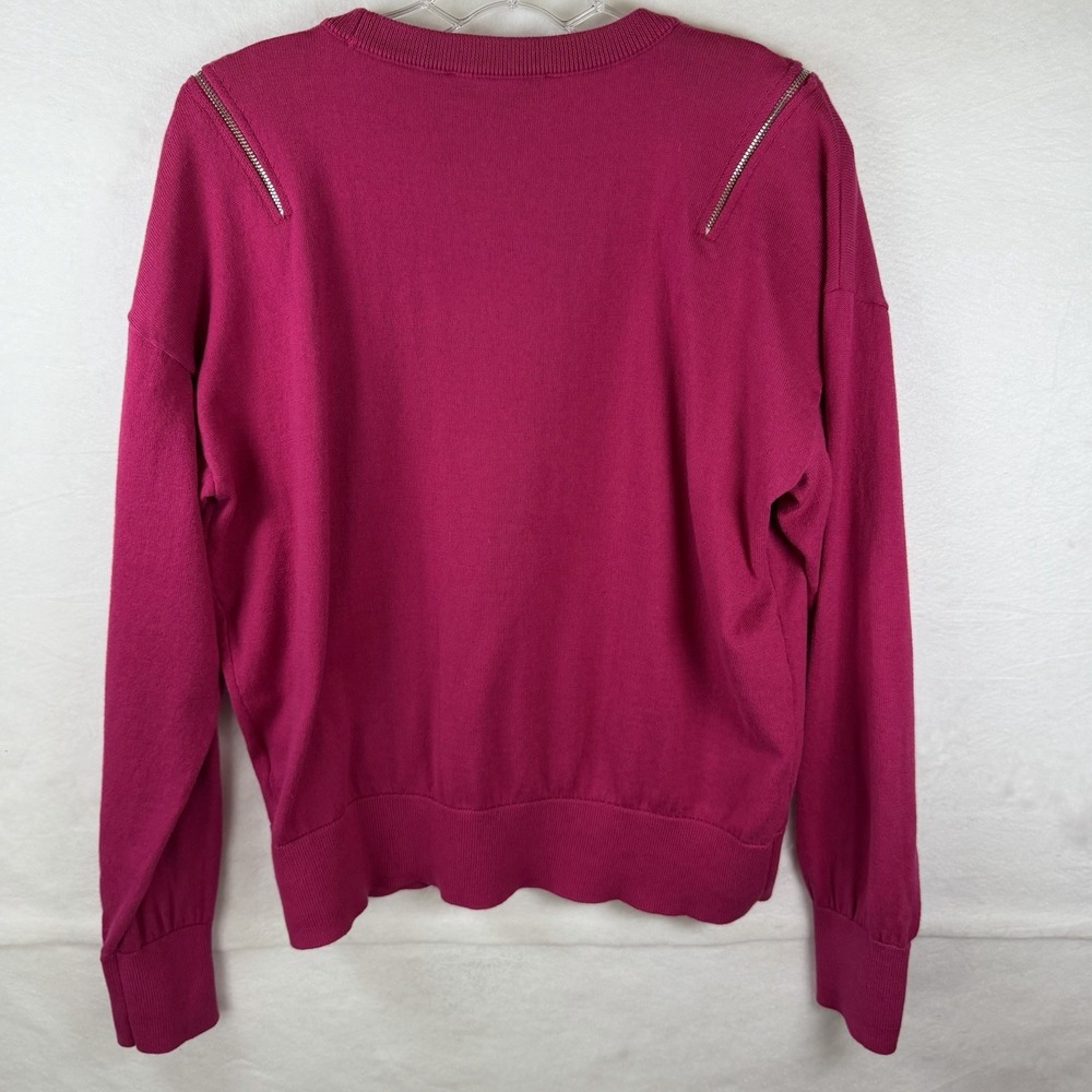 DKNY Vintage Sweater Zipper Shoulder Hot Pink 80's Barbie core Sz M* - Picture 6 of 11